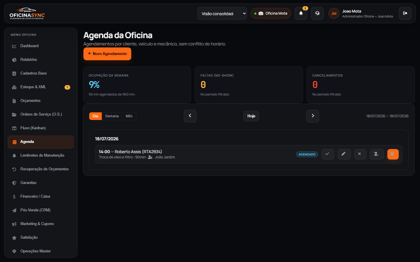Agenda atual sem conflitos